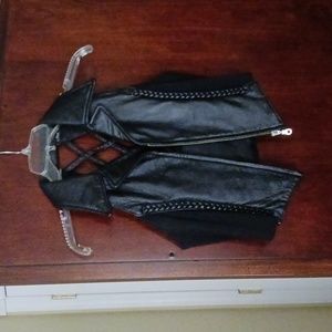 Lebanon Black Leather Lattice Women Vest